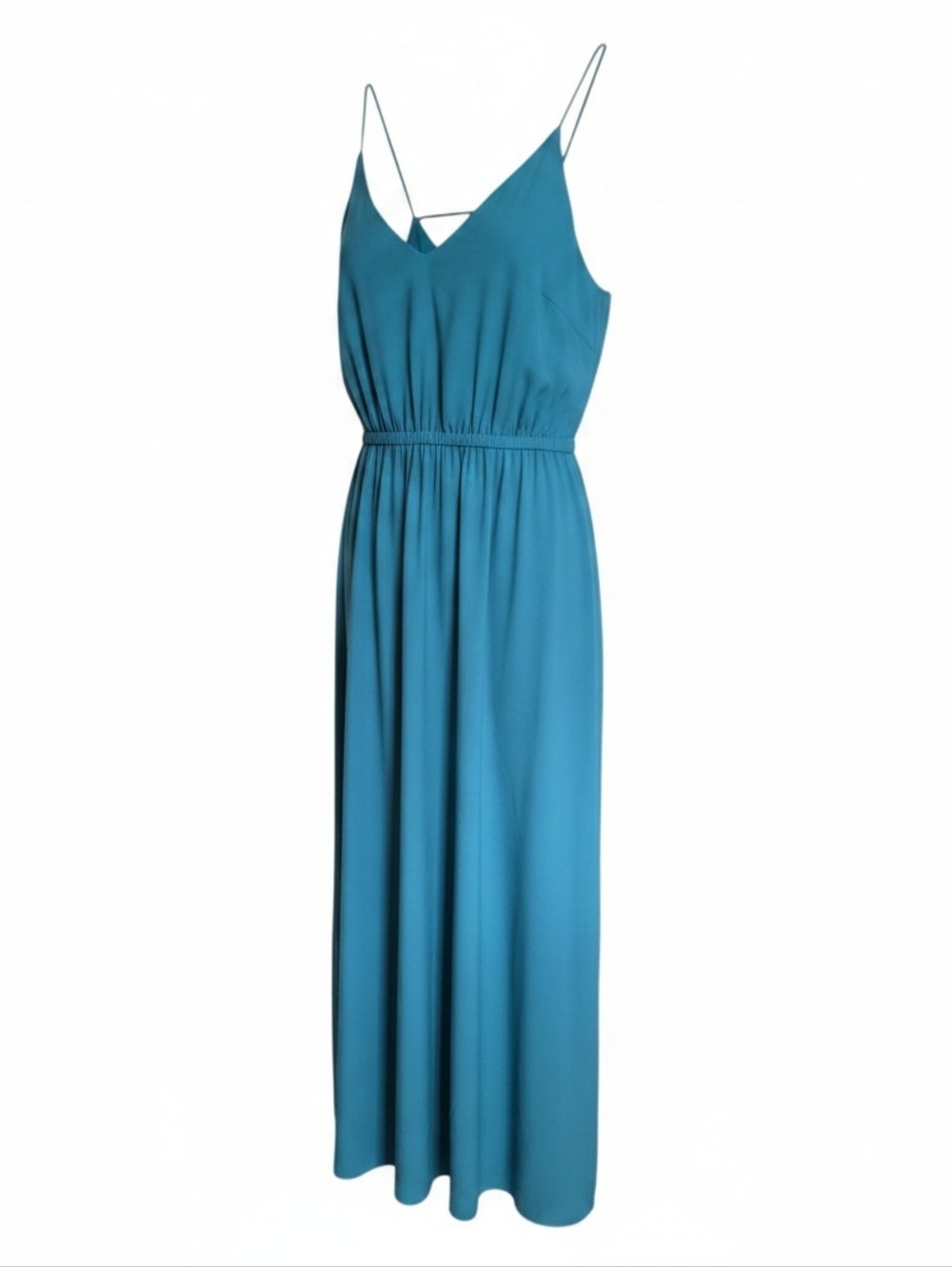 🔴Ann Taylor LOFT Teal Slip-Strap Maxi Dress
